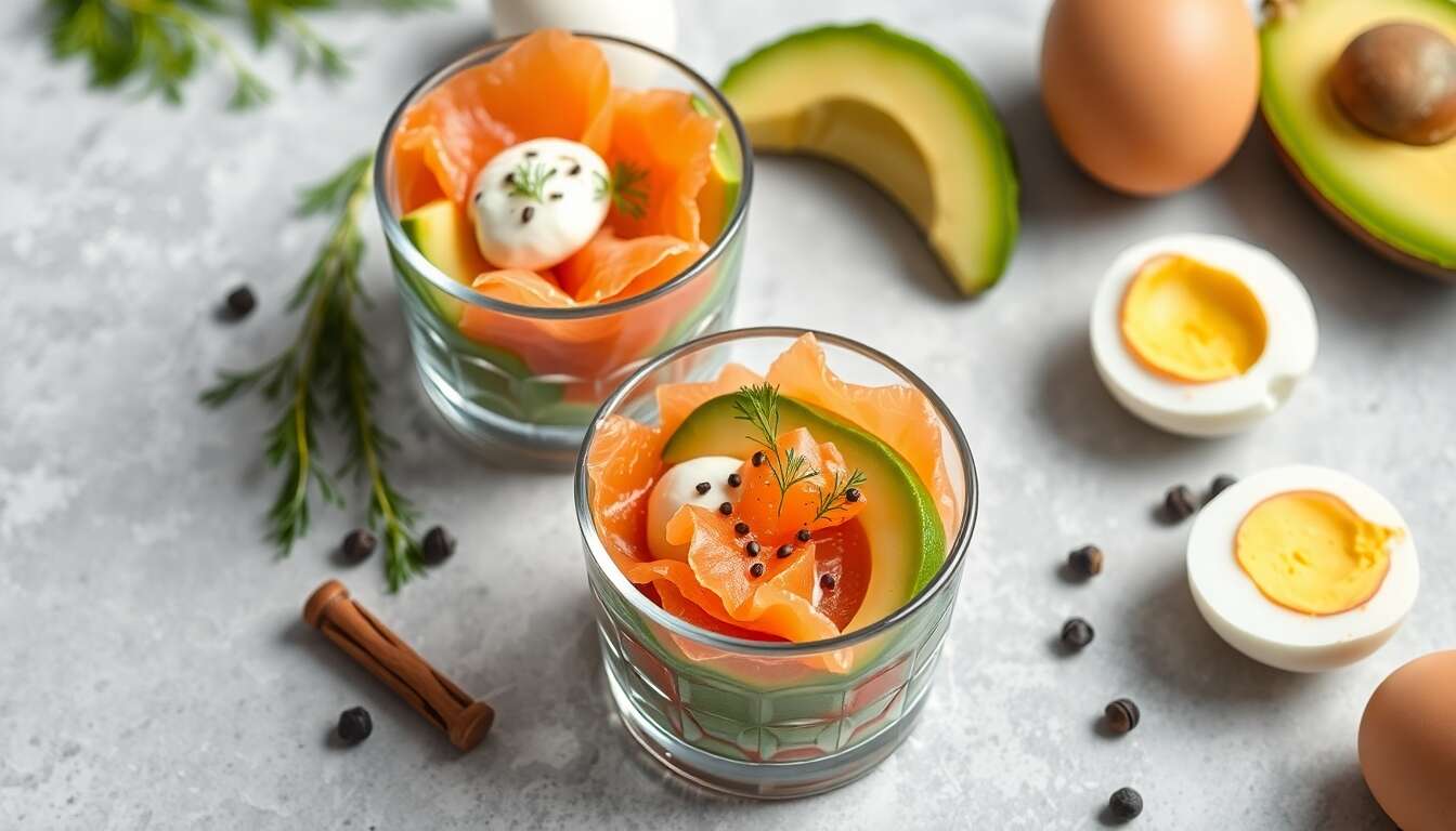Saumon fumé et avocat en verrines : recette gourmande