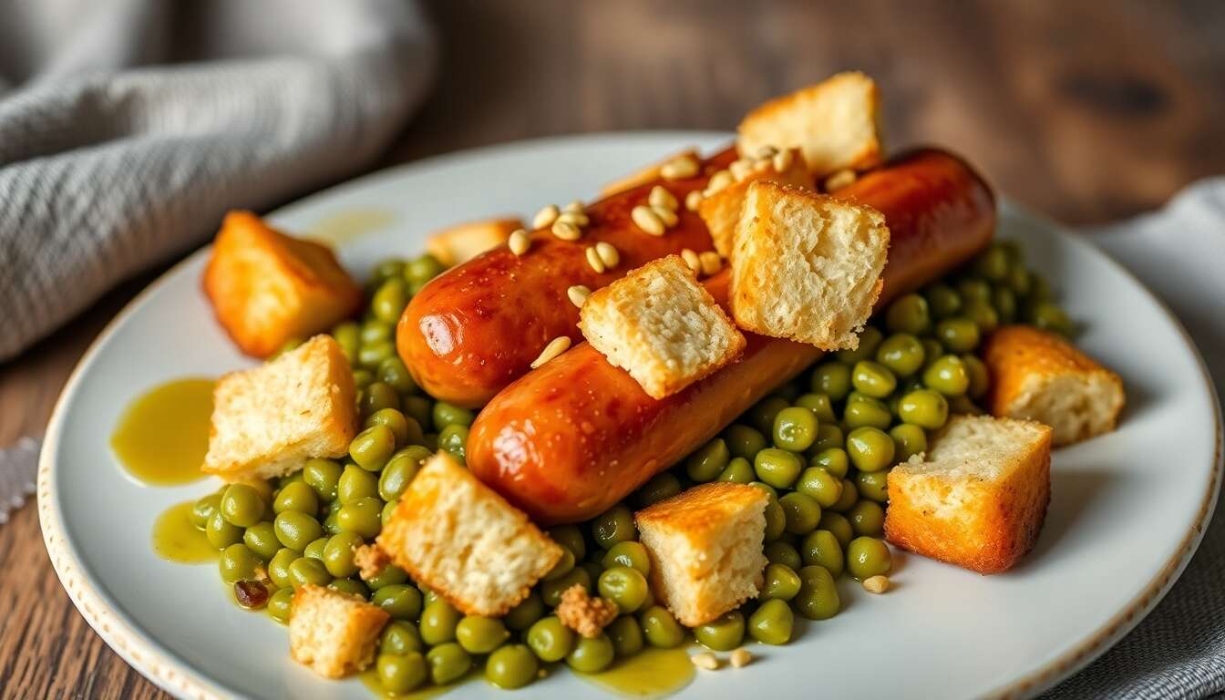 Lentilles Saucisse aux Graines de Moutarde et Croûtons Dorés d'Arnaud Baptiste
