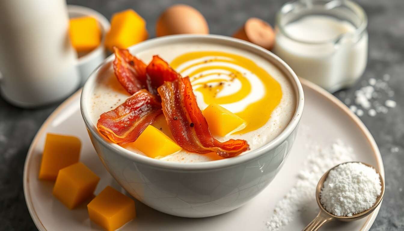 Cappuccino de butternut et lard croustillant : recette de Cyril Lignac