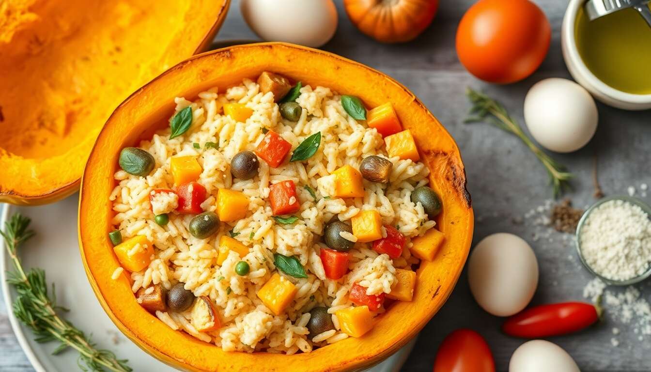Recette : butternut Farci au Riz et Légumes