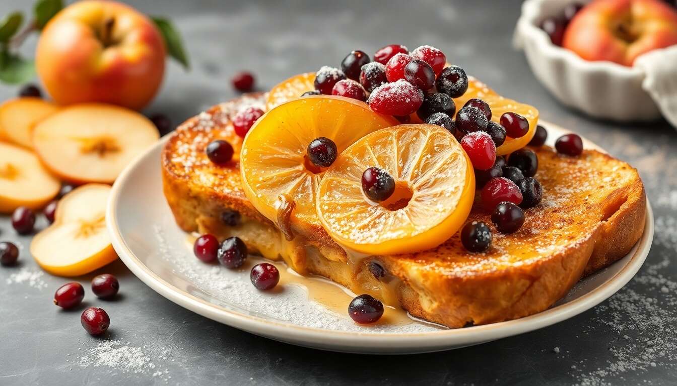 Pommes au four à la groseille : recette sur pain perdu