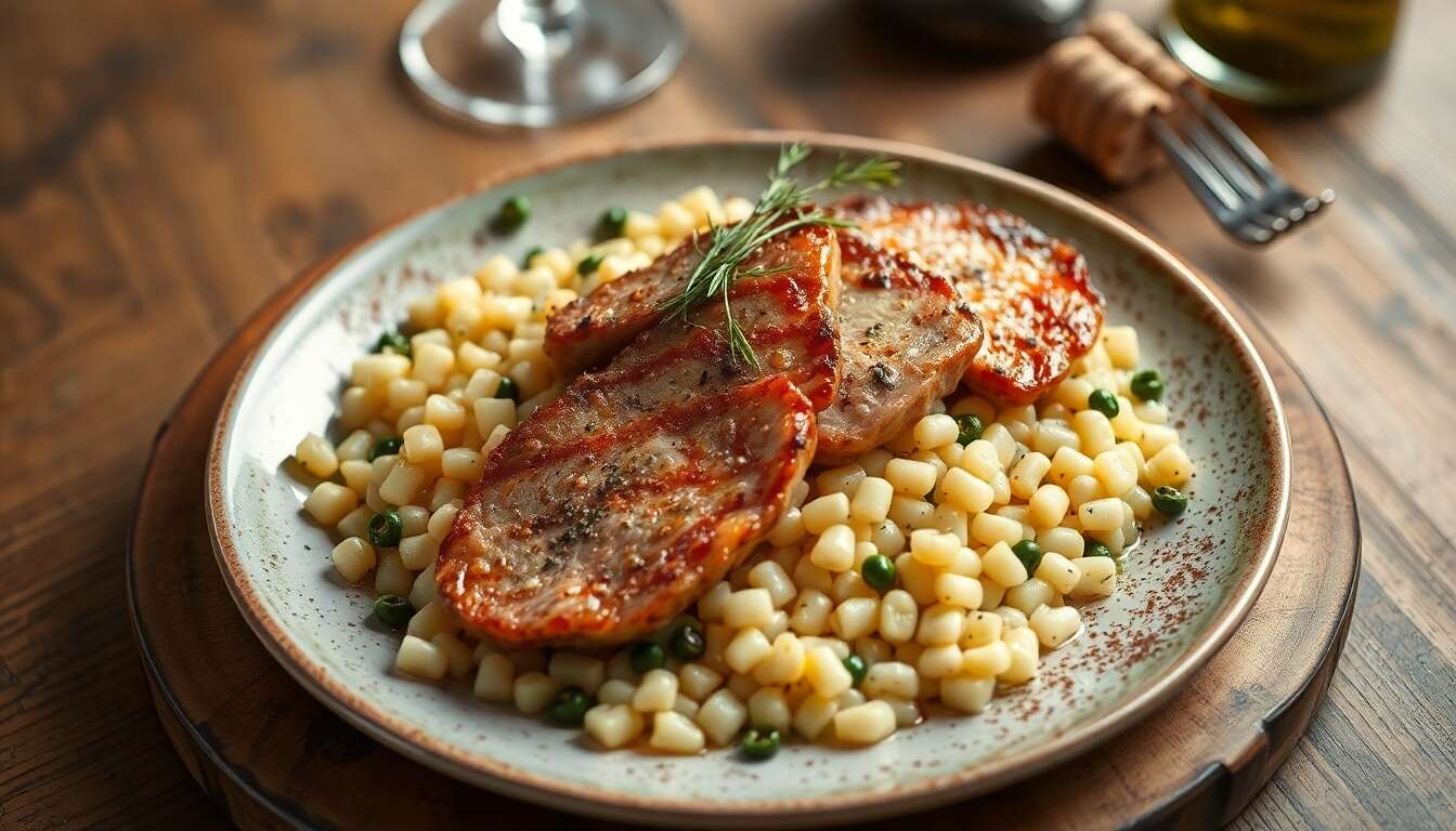 Veau sauté aux asperges et méli-mélo de céréales Tipiak