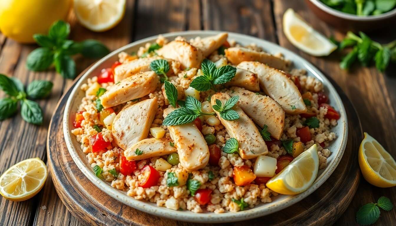 Taboulé au poulet et légumes de printemps : recette savoureuse