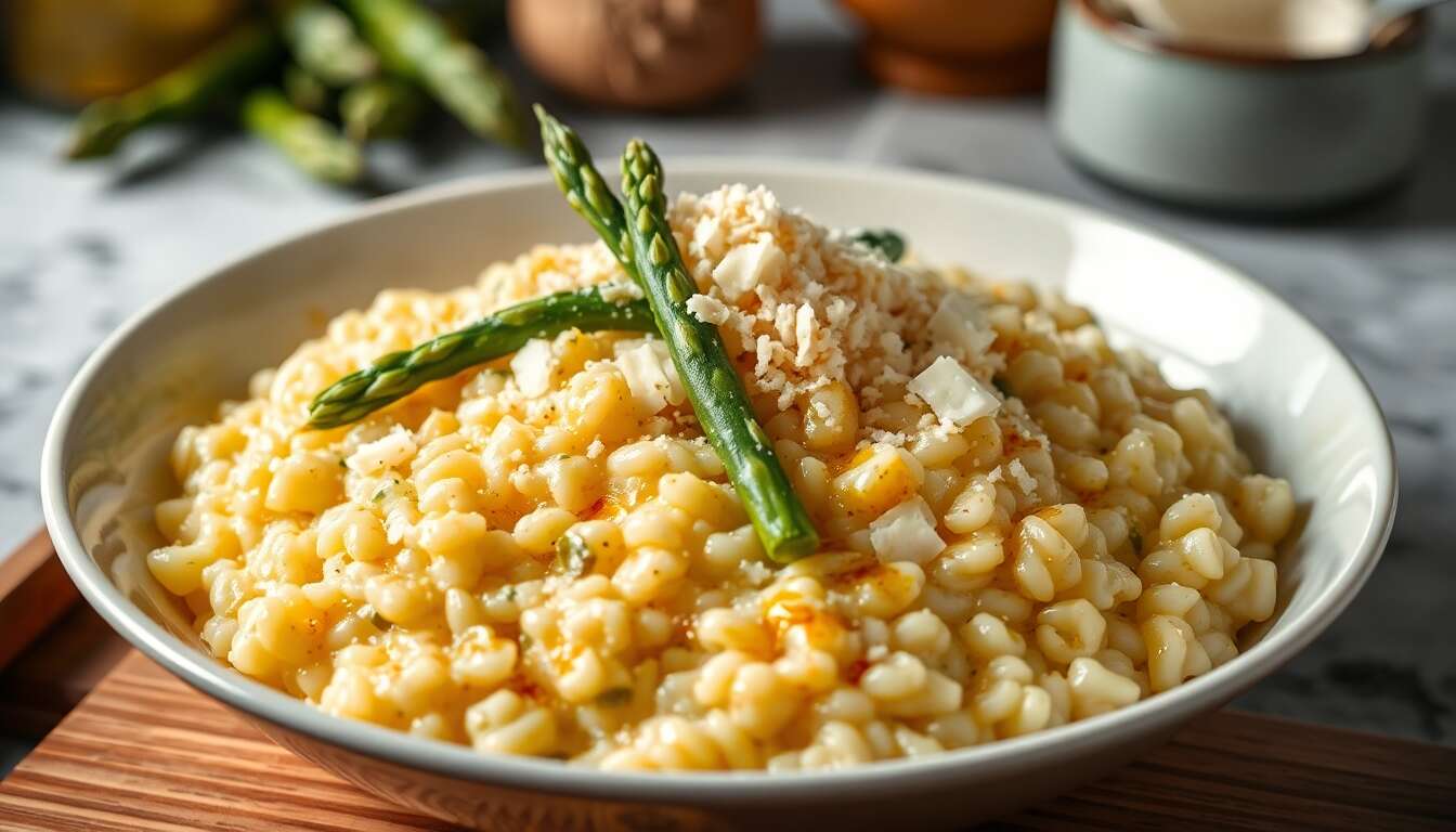 Risotto aux asperges de Justine Piluso : recette gourmande
