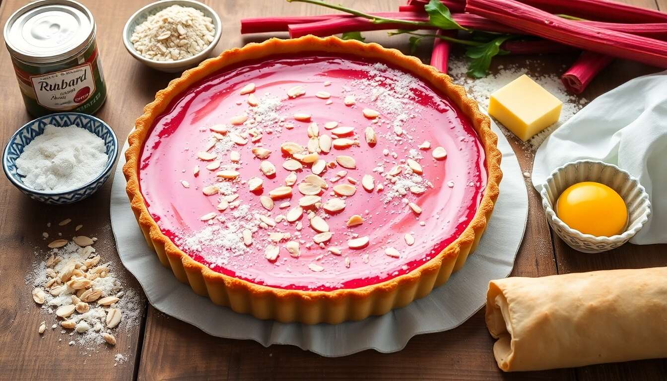 Tarte rhubarbe et poudre d'amandes : recette gourmande