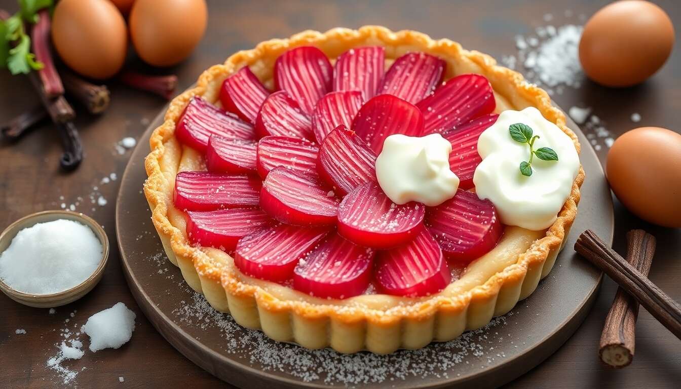 Tarte à la rhubarbe et poudre de noisette : recette gourmande