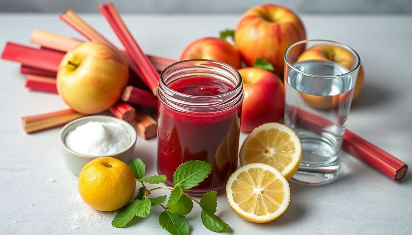 Confiture de rhubarbe et pommes maison