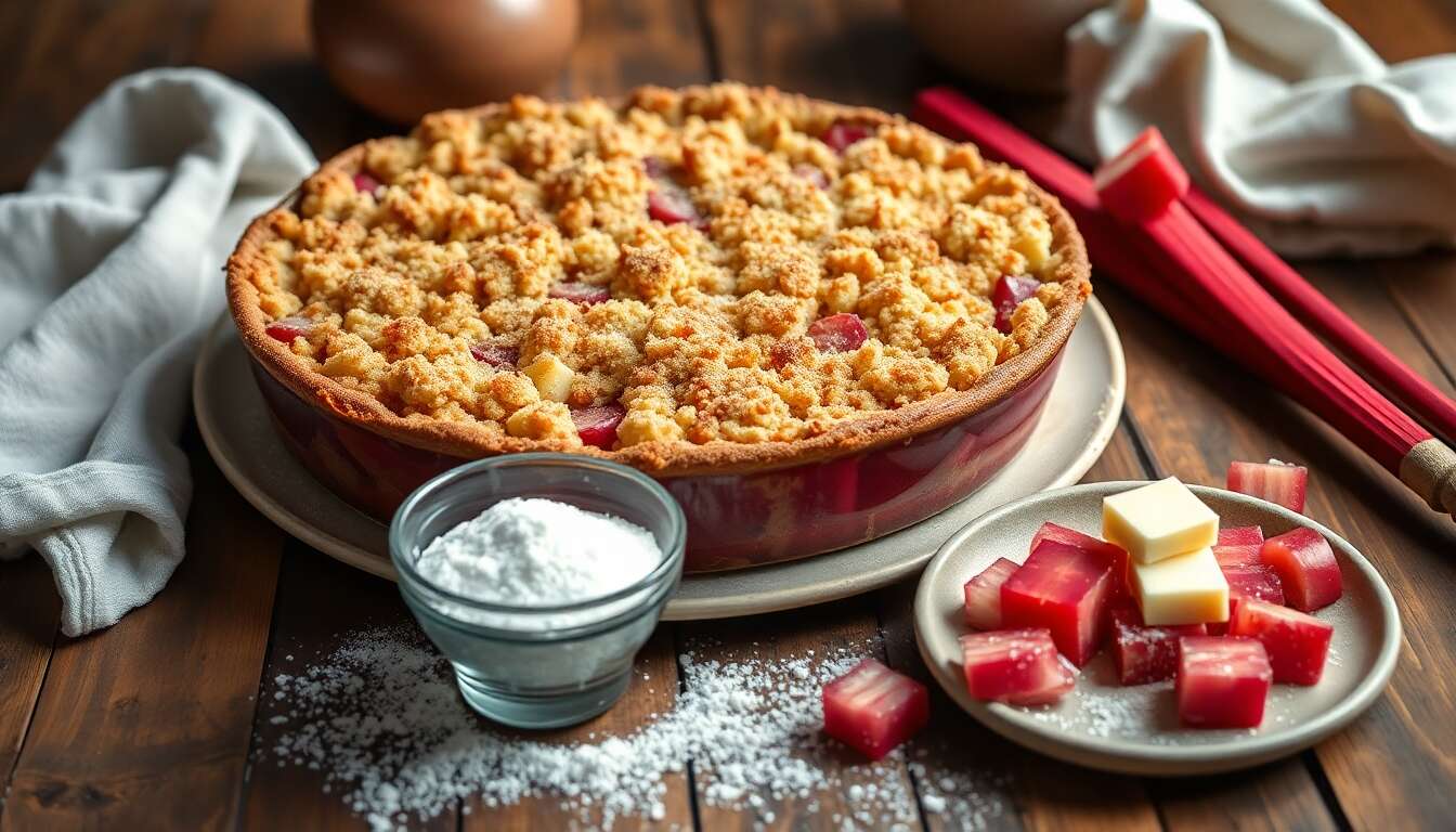 Crumble à la rhubarbe : recette facile et gourmande