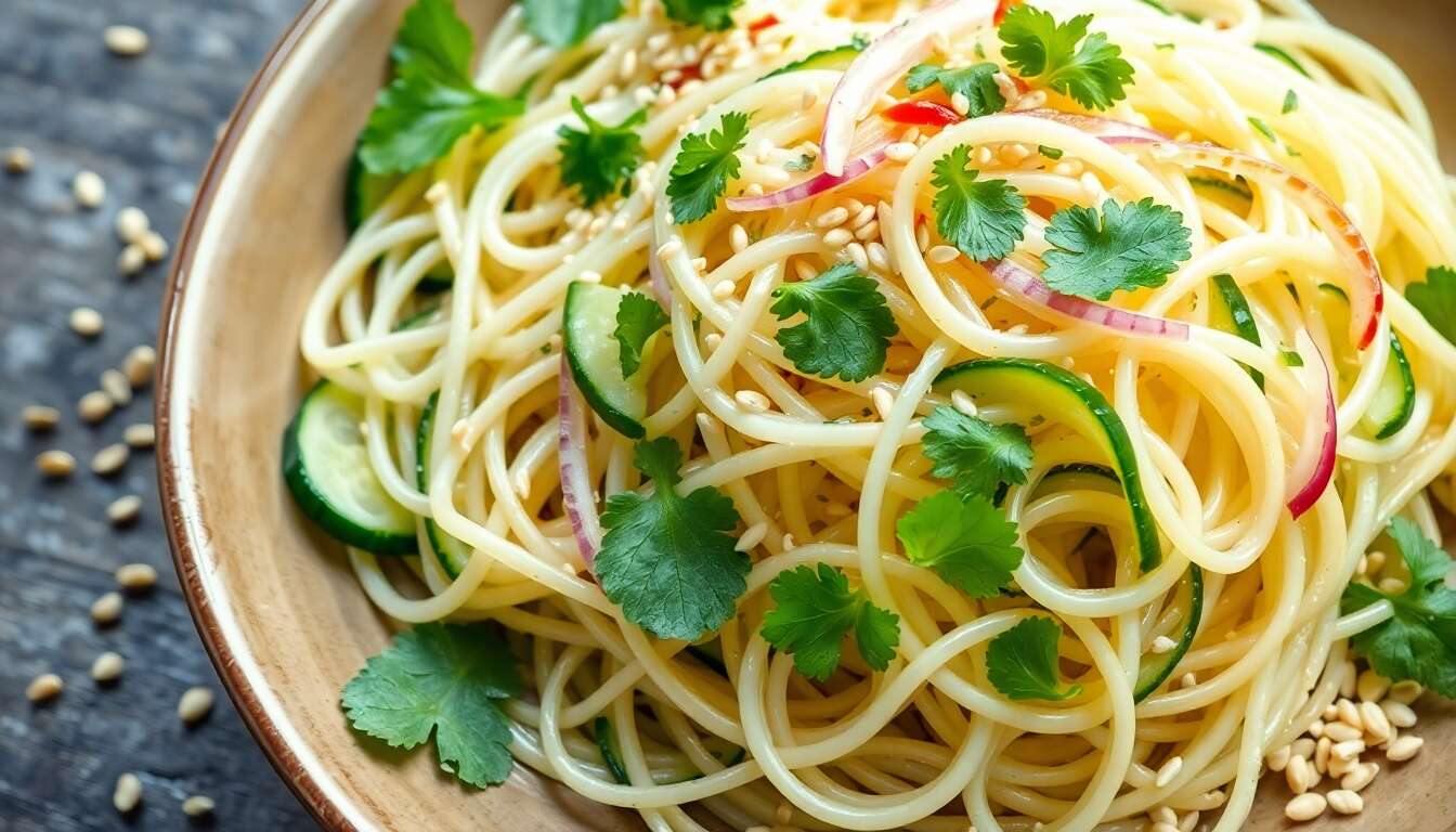 Salade de vermicelles et concombre croquant : recette fraîche et savoureuse