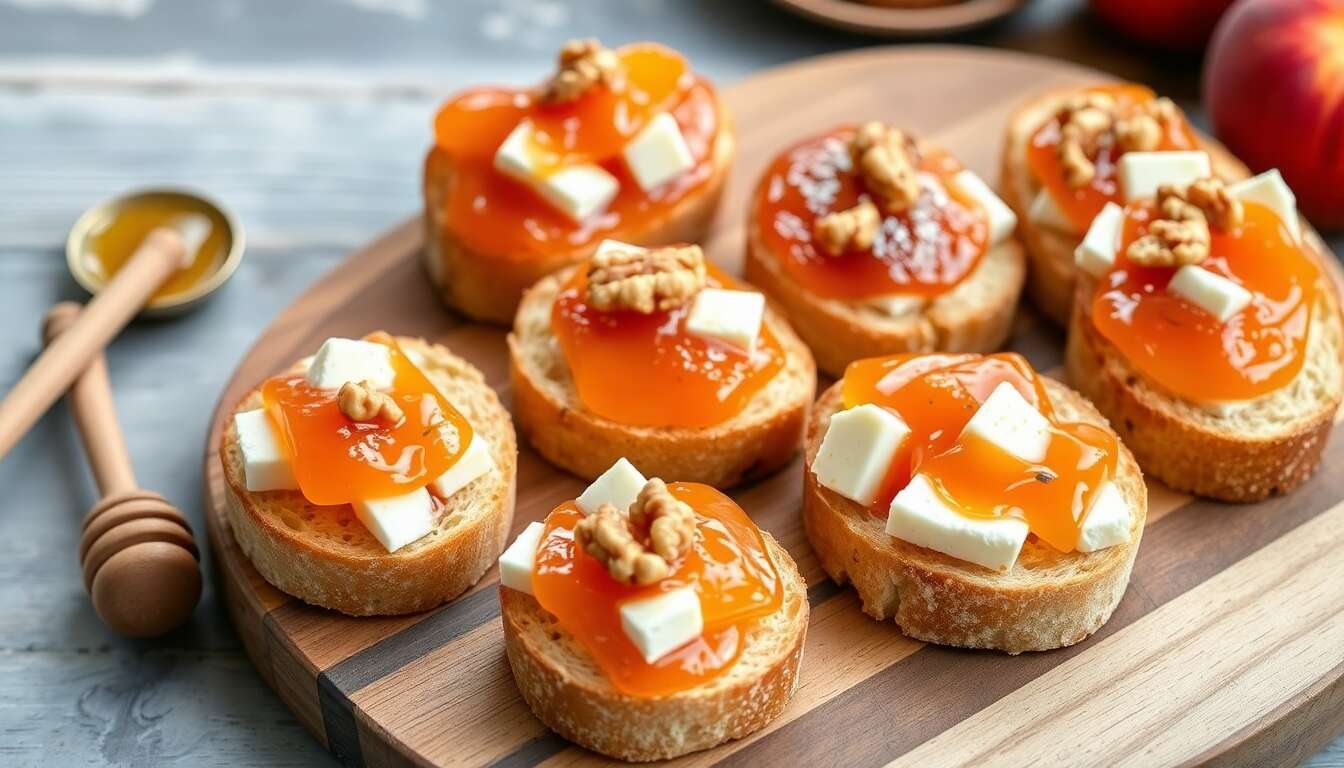 Crostinis à la confiture de pêche Intense Bonne Maman : recette gourmande