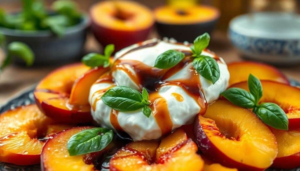 Burrata et pêche : recette estivale facile