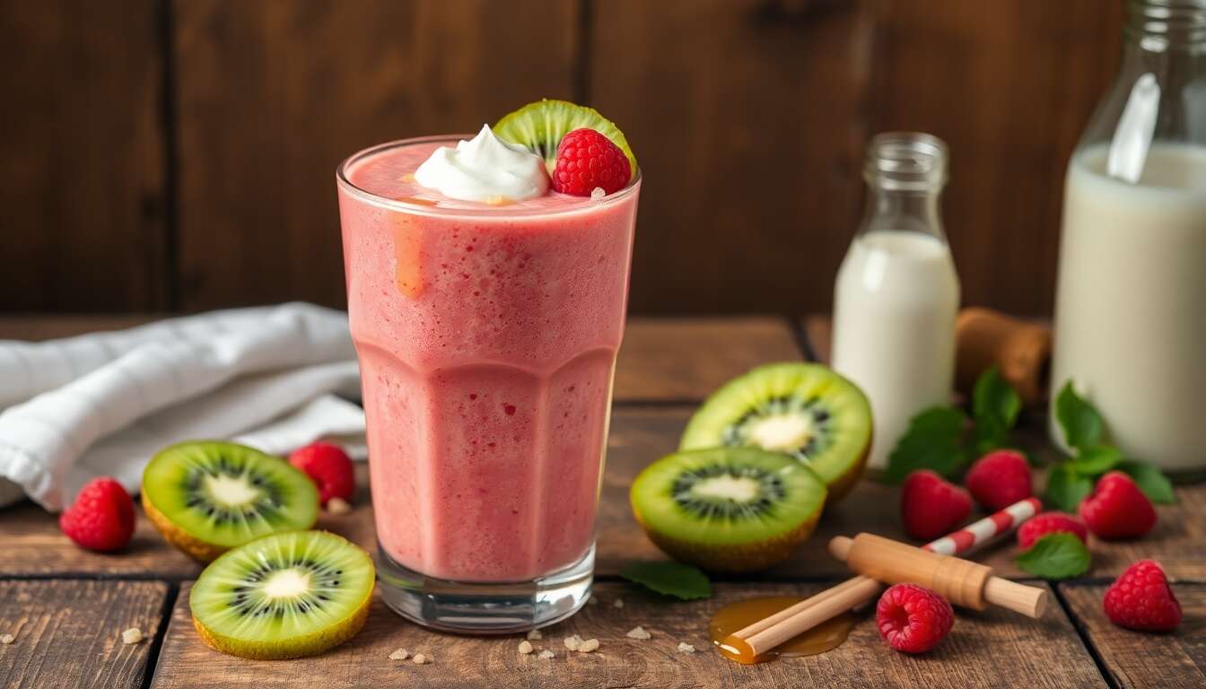 Smoothie Kiwi Zespri et Framboises : recette Rafraîchissante