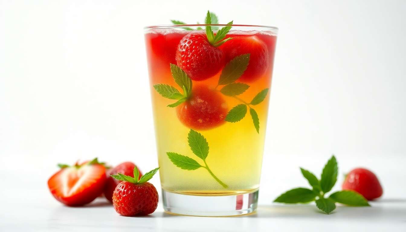 Cocktail sans alcool fraise et menthe