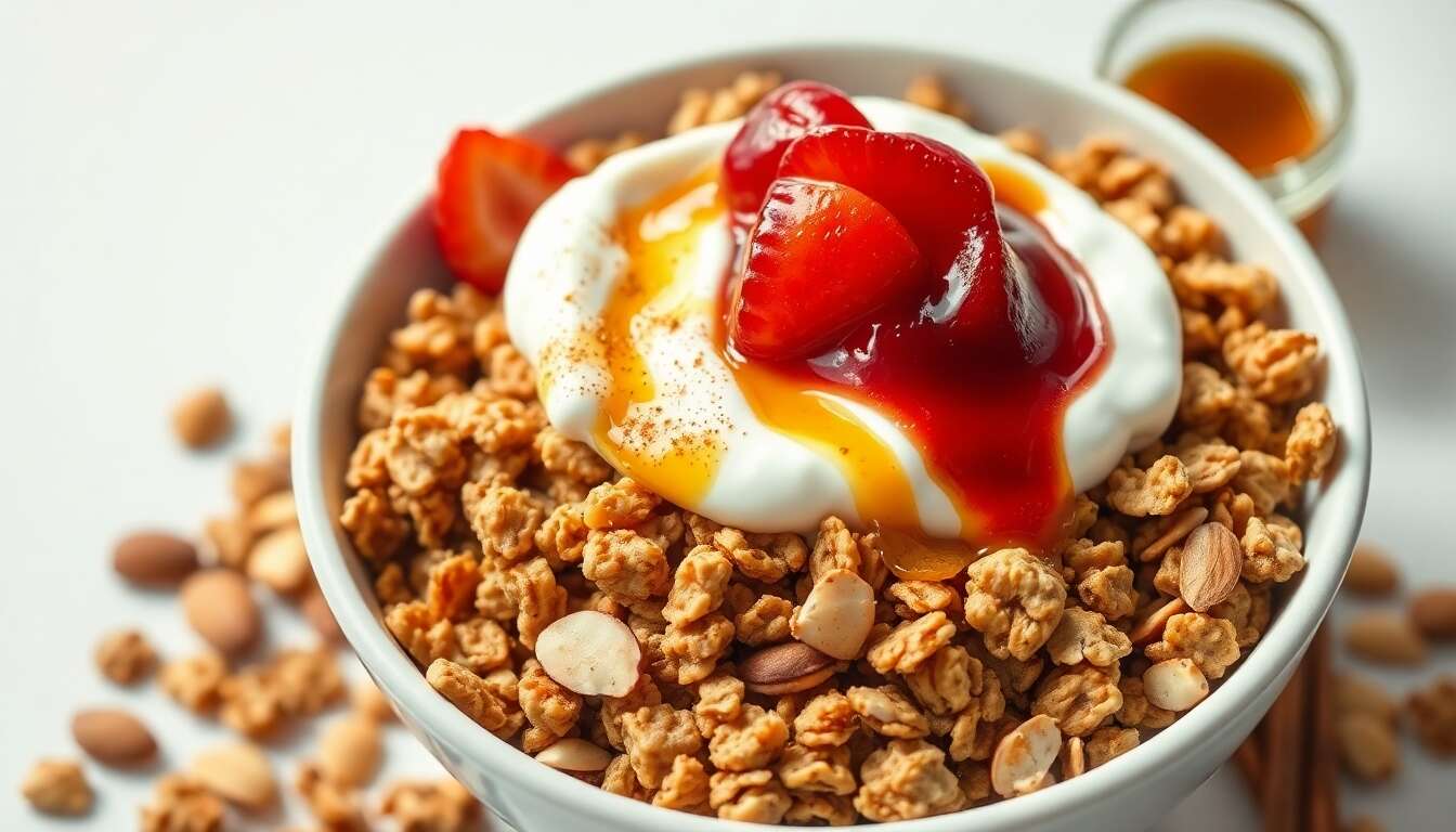 Granola bowl à la confiture de fraises Bonne Maman : recette facile et gourmande