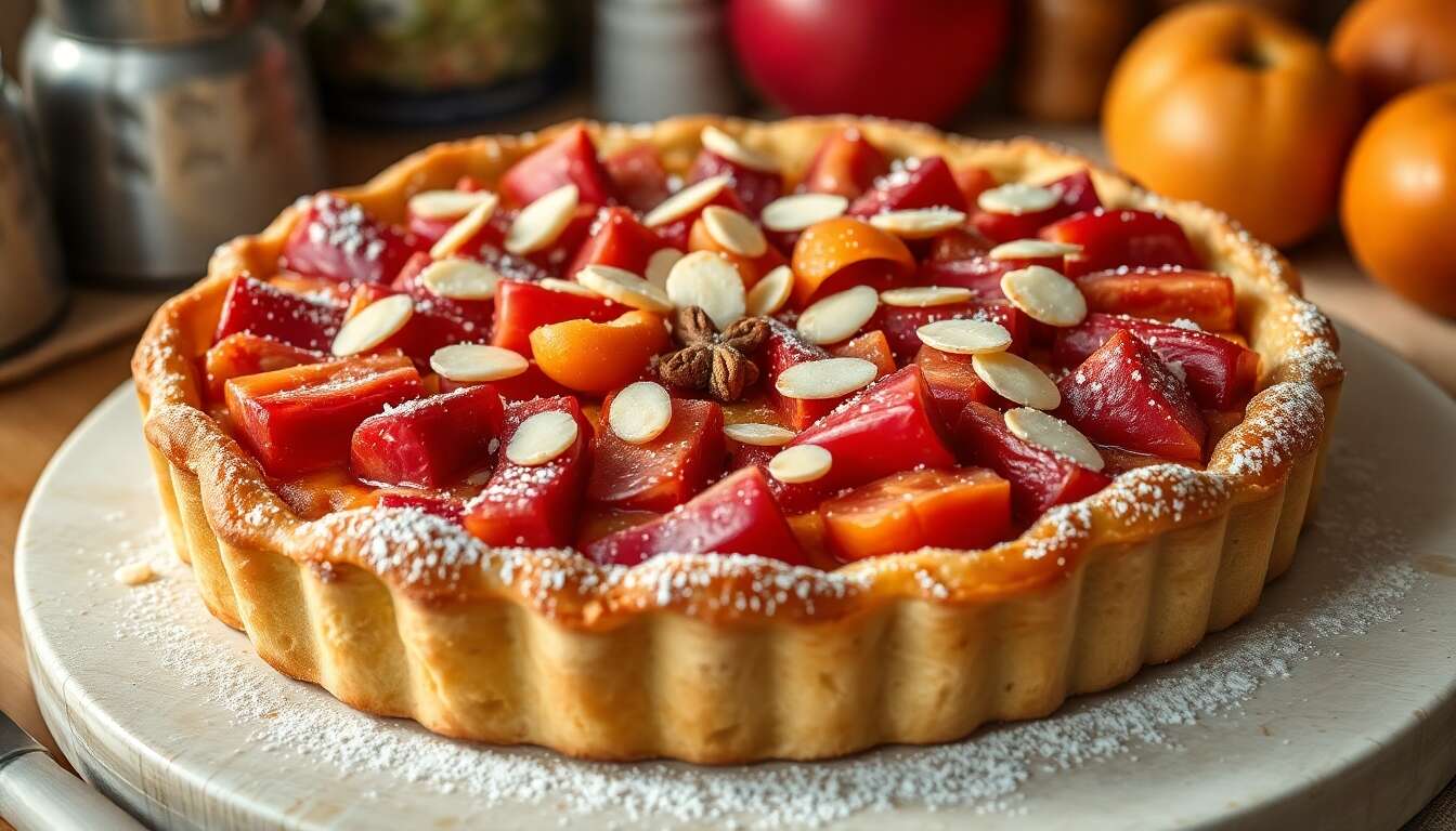 Tarte rhubarbe et abricots : recette gourmande