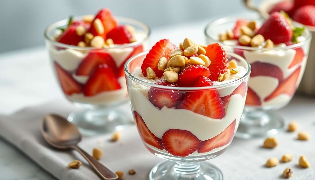Fraises au mascarpone et pistaches : recette facile en verrines