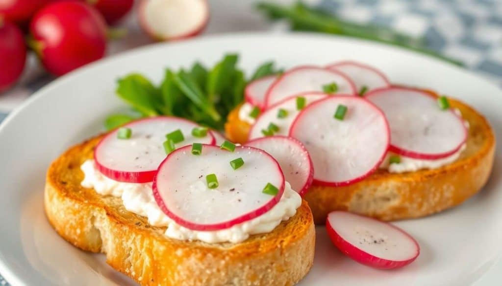 Toasts aux radis et fromage frais : recette facile et savoureuse