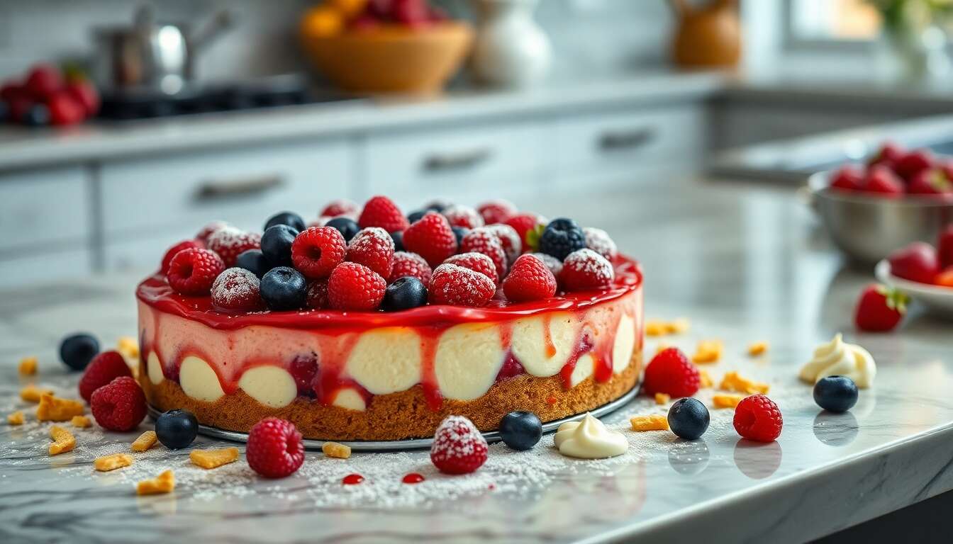 Cheesecake sans cuisson aux fruits rouges par Cyril Lignac