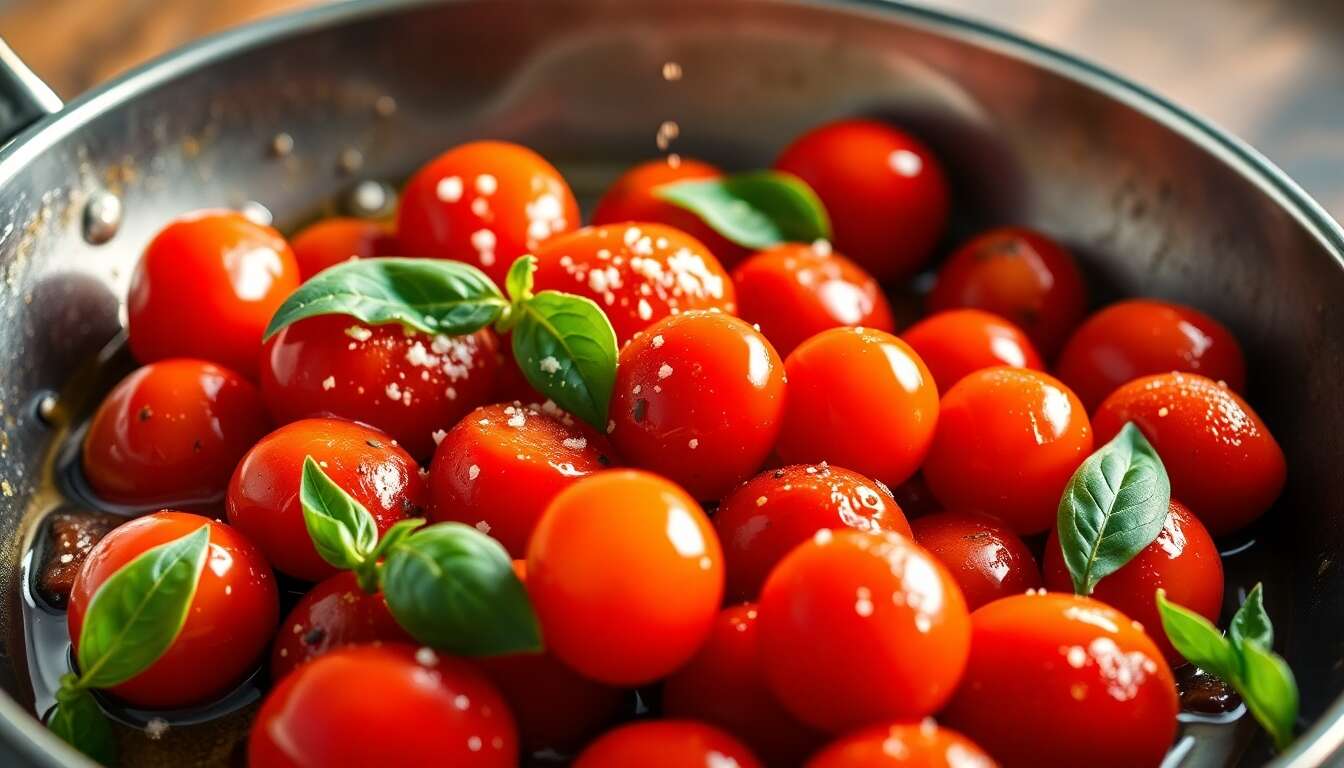 Tomates cerises poêlées au basilic : une recette savoureuse