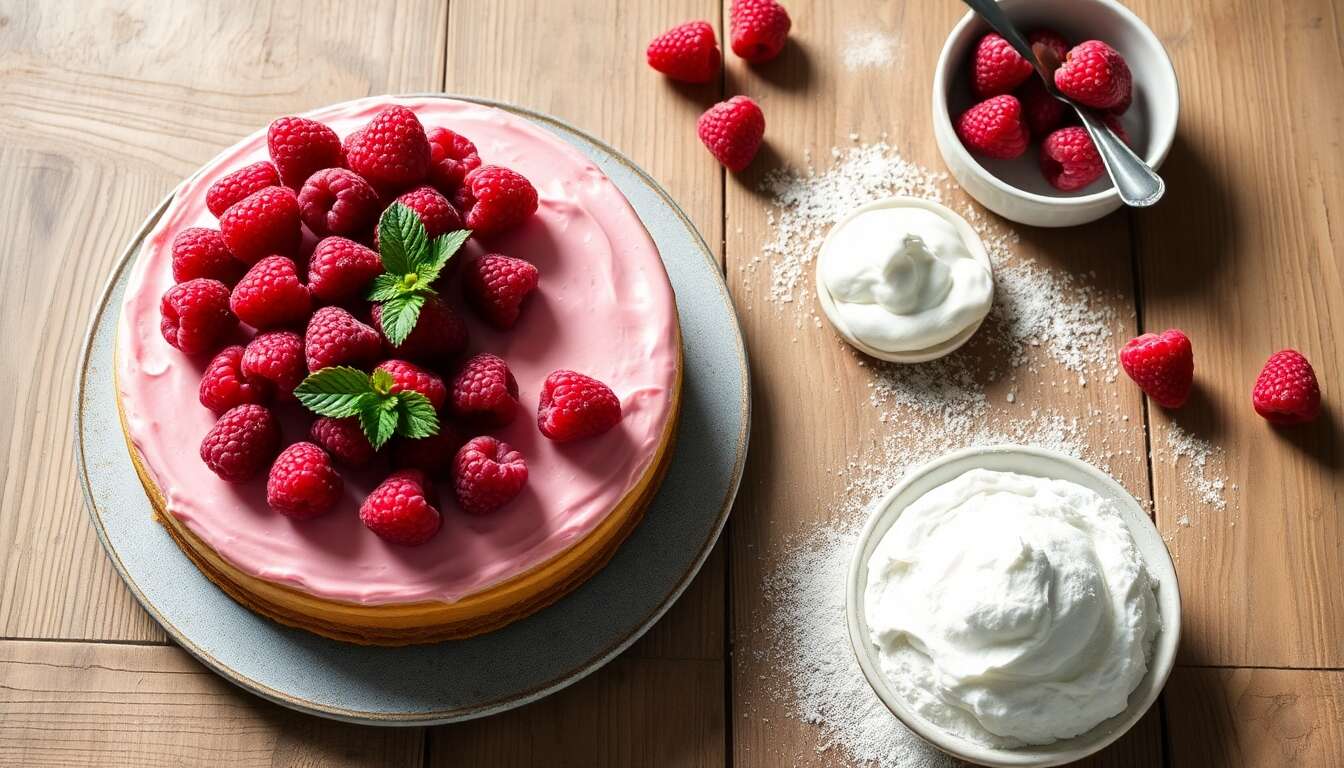 Gâteau aux framboises sans cuisson : recette facile et rapide