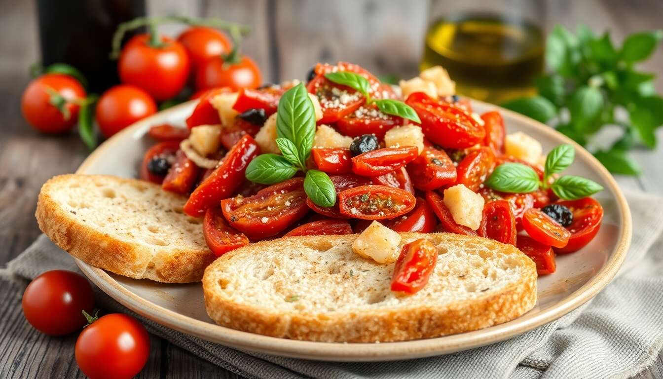 Salade de tomates et croûtons : recette facile et savoureuse