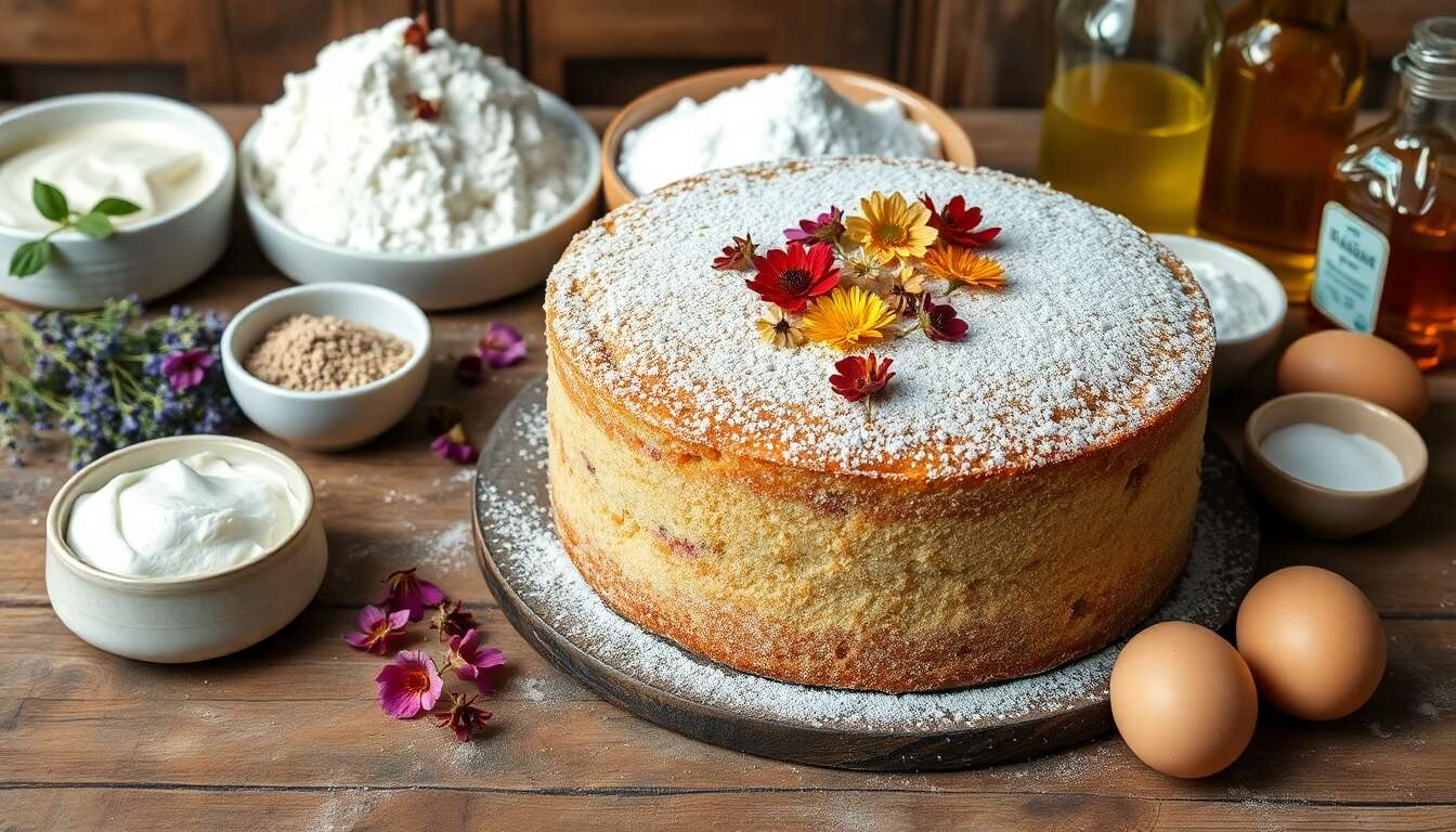 Cake au yaourt et fleurs comestibles : recette gourmande