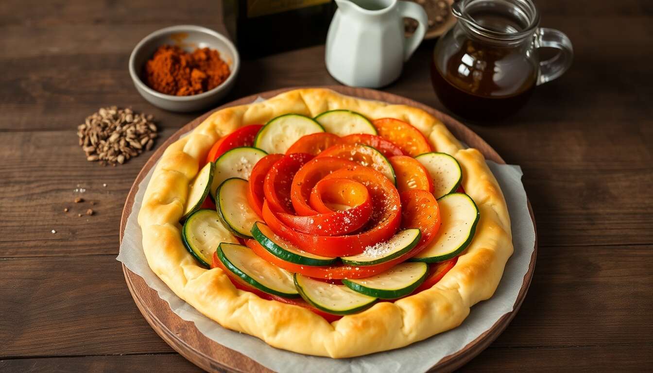 Recette de tarte aux courgettes, carottes, tomates et épices indiennes