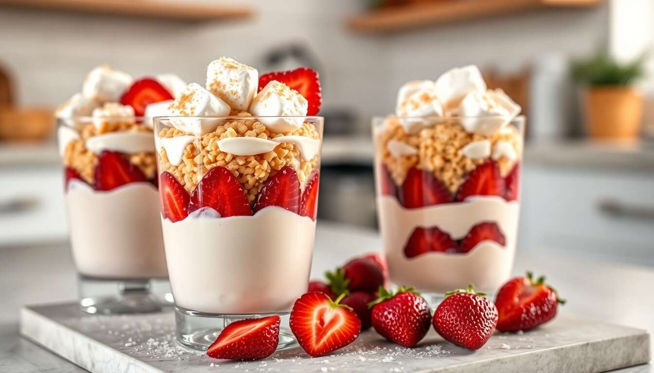 Verrines Fraises et Chamallows : recette Gourmande
