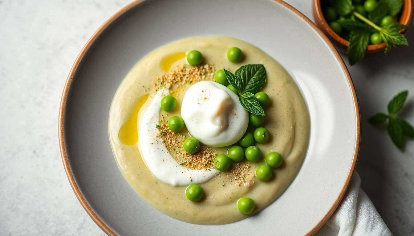 Cappuccino de concombre, petits pois et menthe : recette fraîche et gourmande