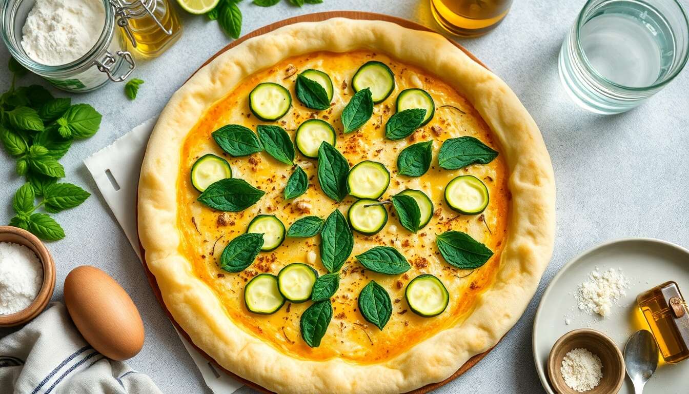 Recette de pizza à la courgette et menthe
