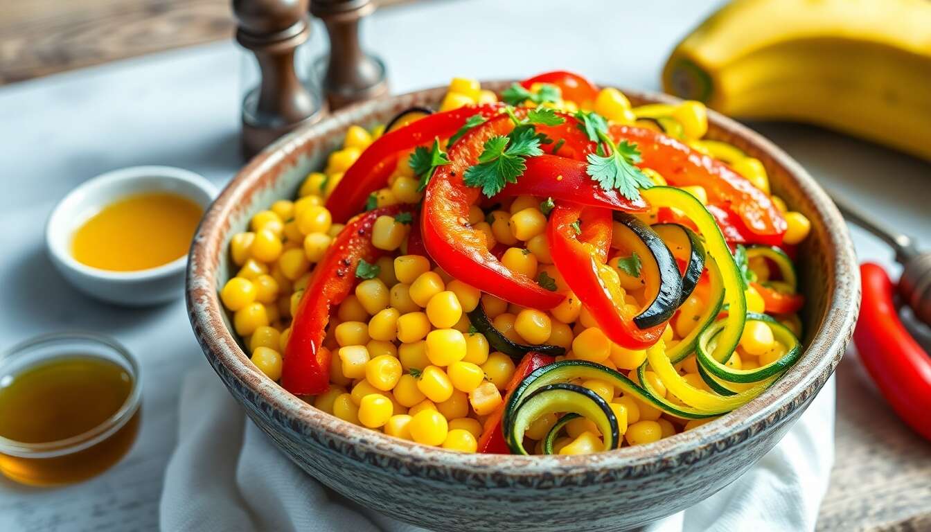 Salade de maïs, poivrons et courgettes : une recette fraîche et colorée