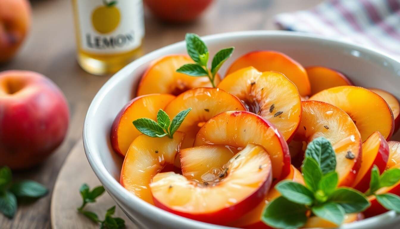 Salade de pêches et nectarines à la menthe et gingembre