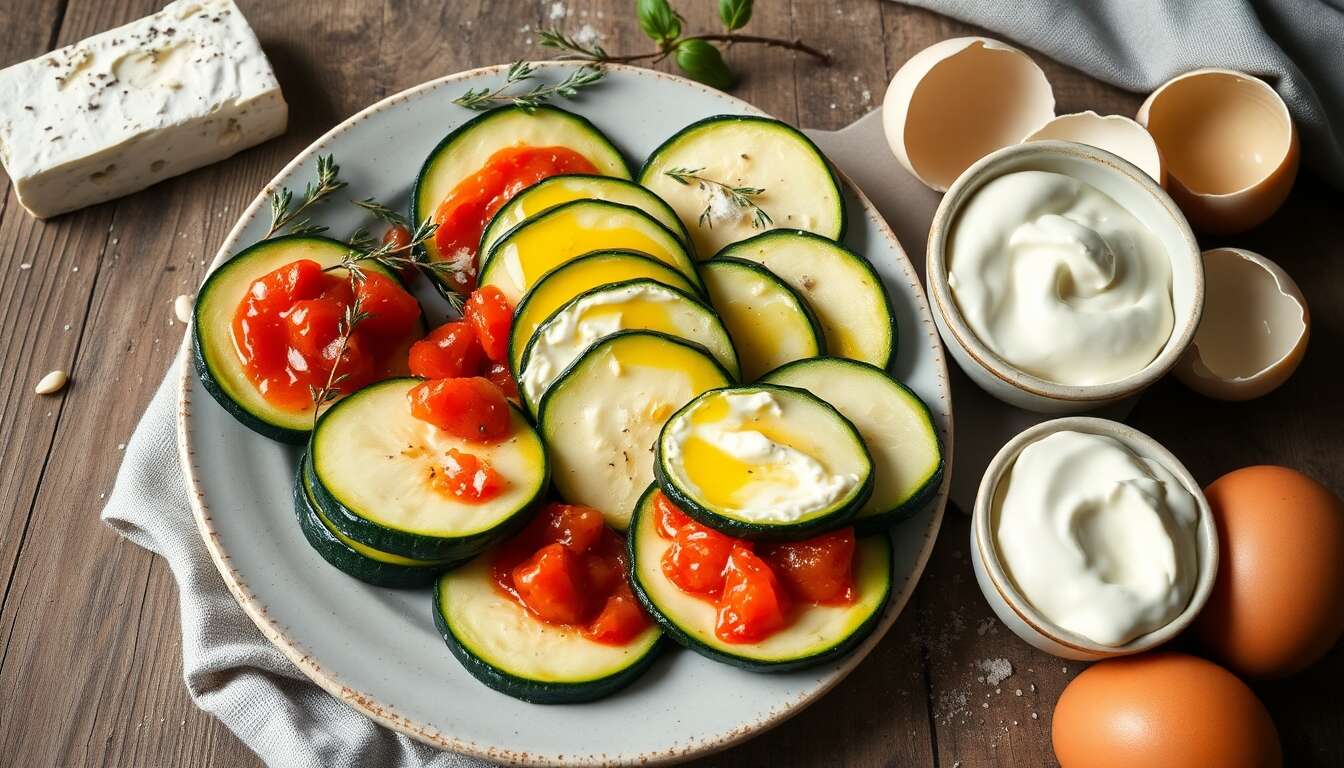 Terrine de courgettes au chèvre frais et velouté de tomates : recette gourmande