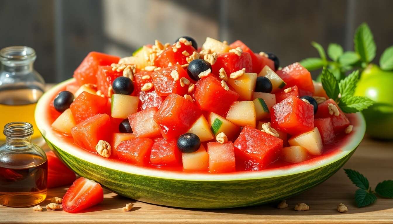 Salade de fruits en pastèque : une surprise rafraîchissante