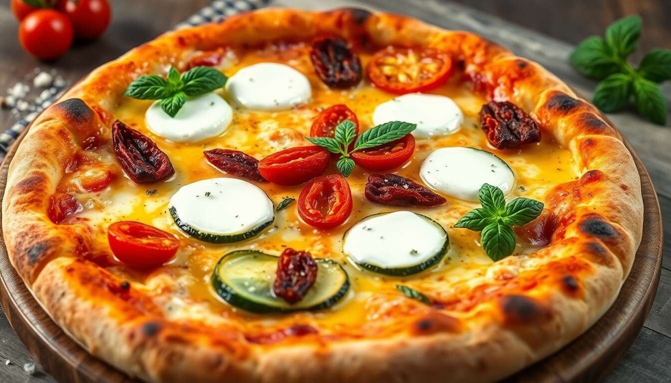 Pizza Bianca : courgette, tomate et menthe - Recette gourmande