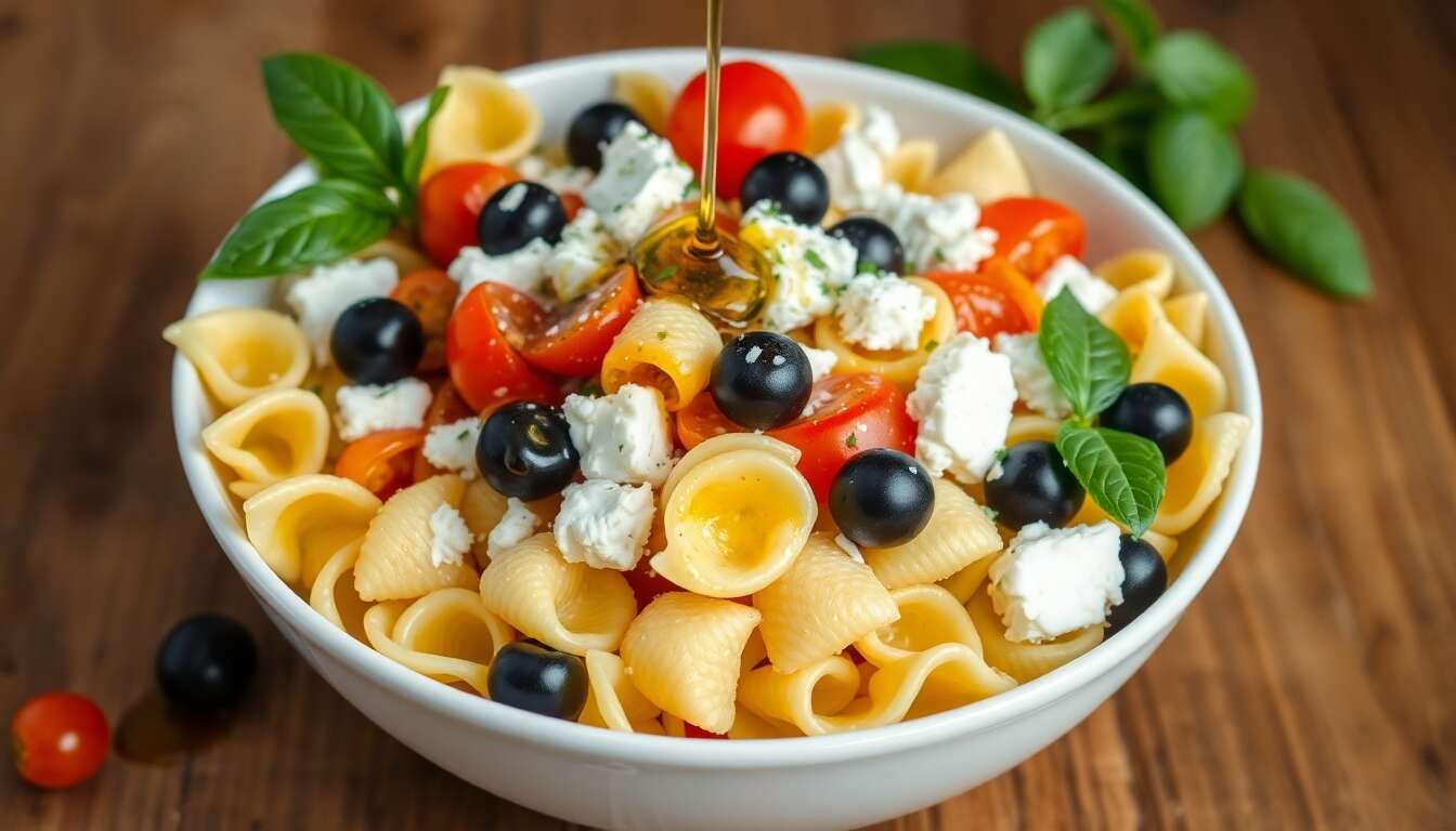 Salade de pâtes à la feta et tomates cerises : une recette savoureuse