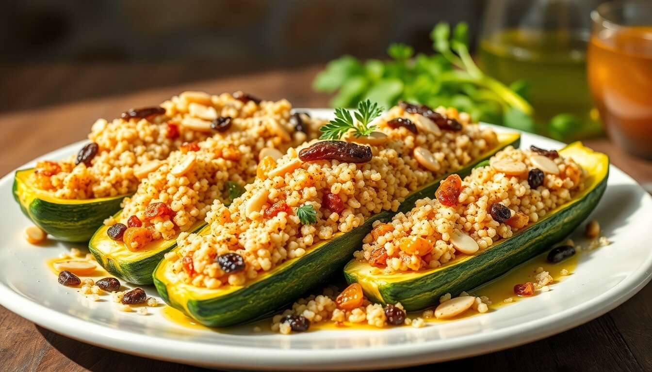 Courgettes farcies à l'orientale : recette savoureuse