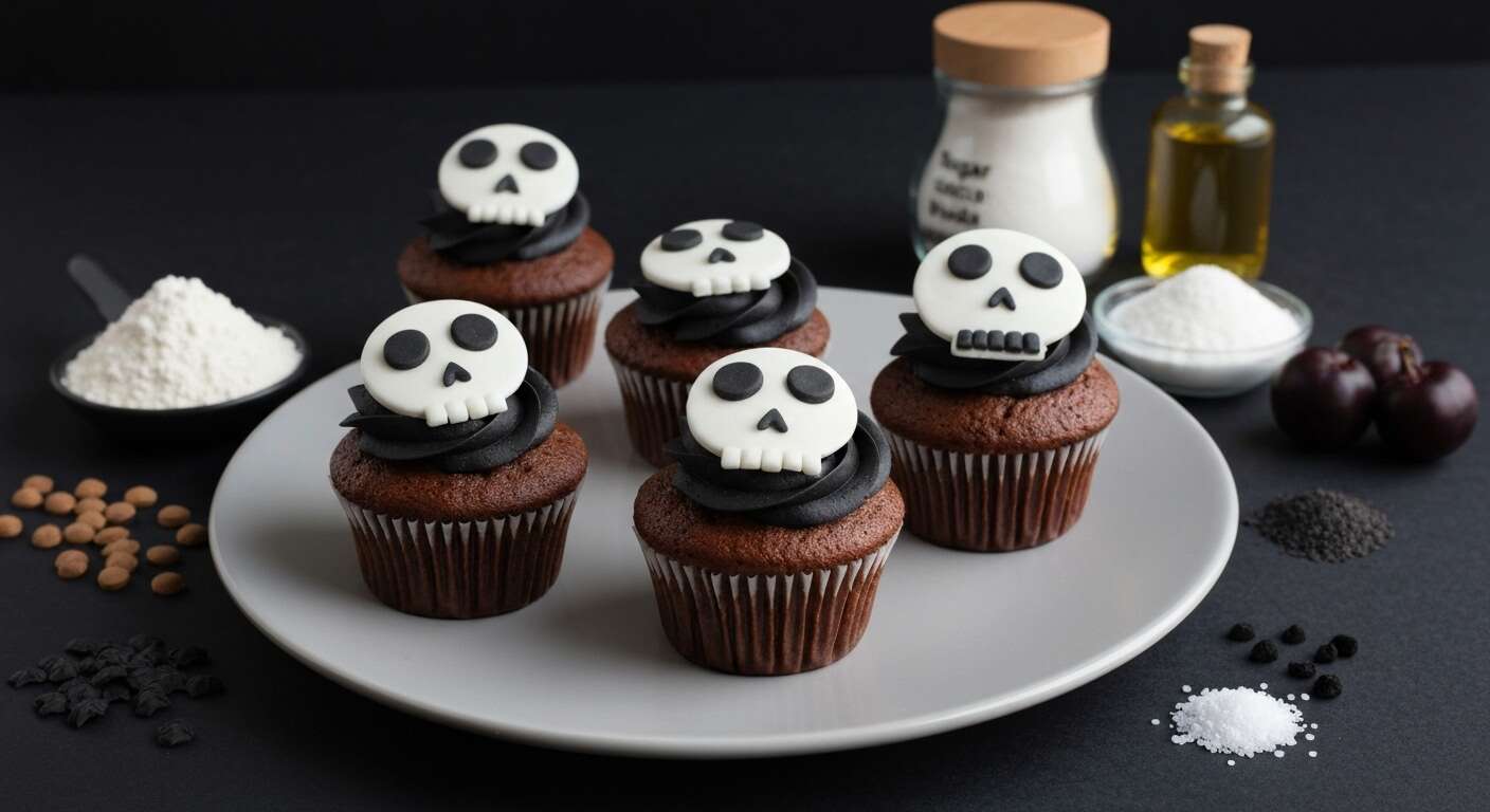 Recette de cupcakes tête de mort : halloween gourmand