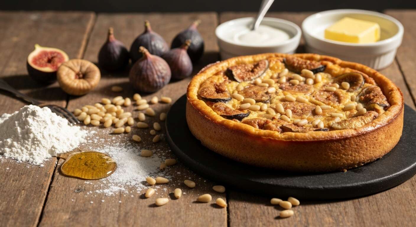 Clafoutis figues mûres, pignons et miel : recette gourmande