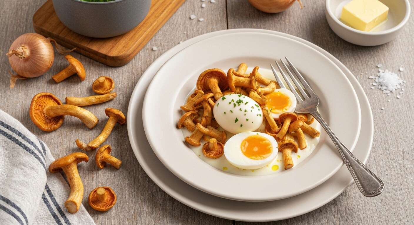 Oeuf mollet des bois : recette à la crème de girolles