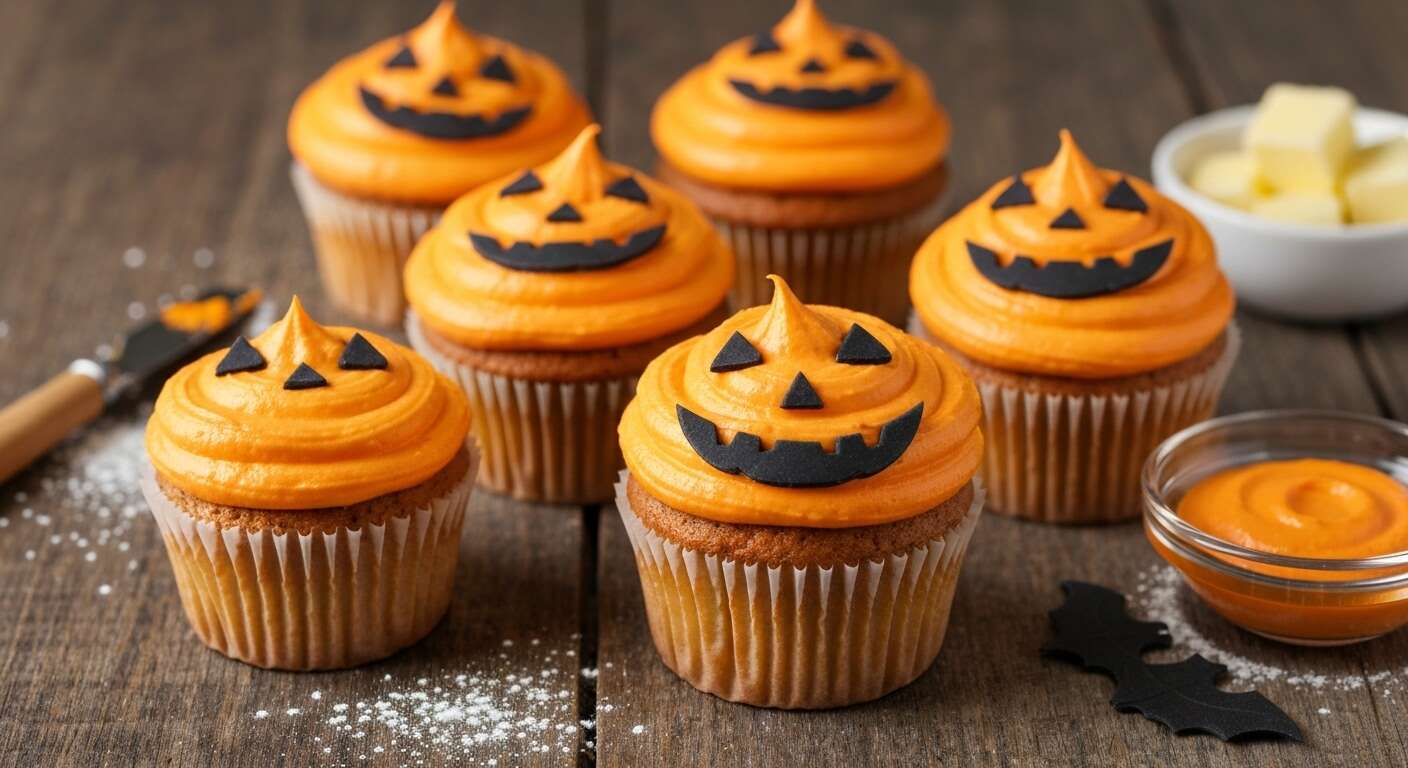 Cupcakes Lanterne Jack O'Lantern : recette Halloween Facile