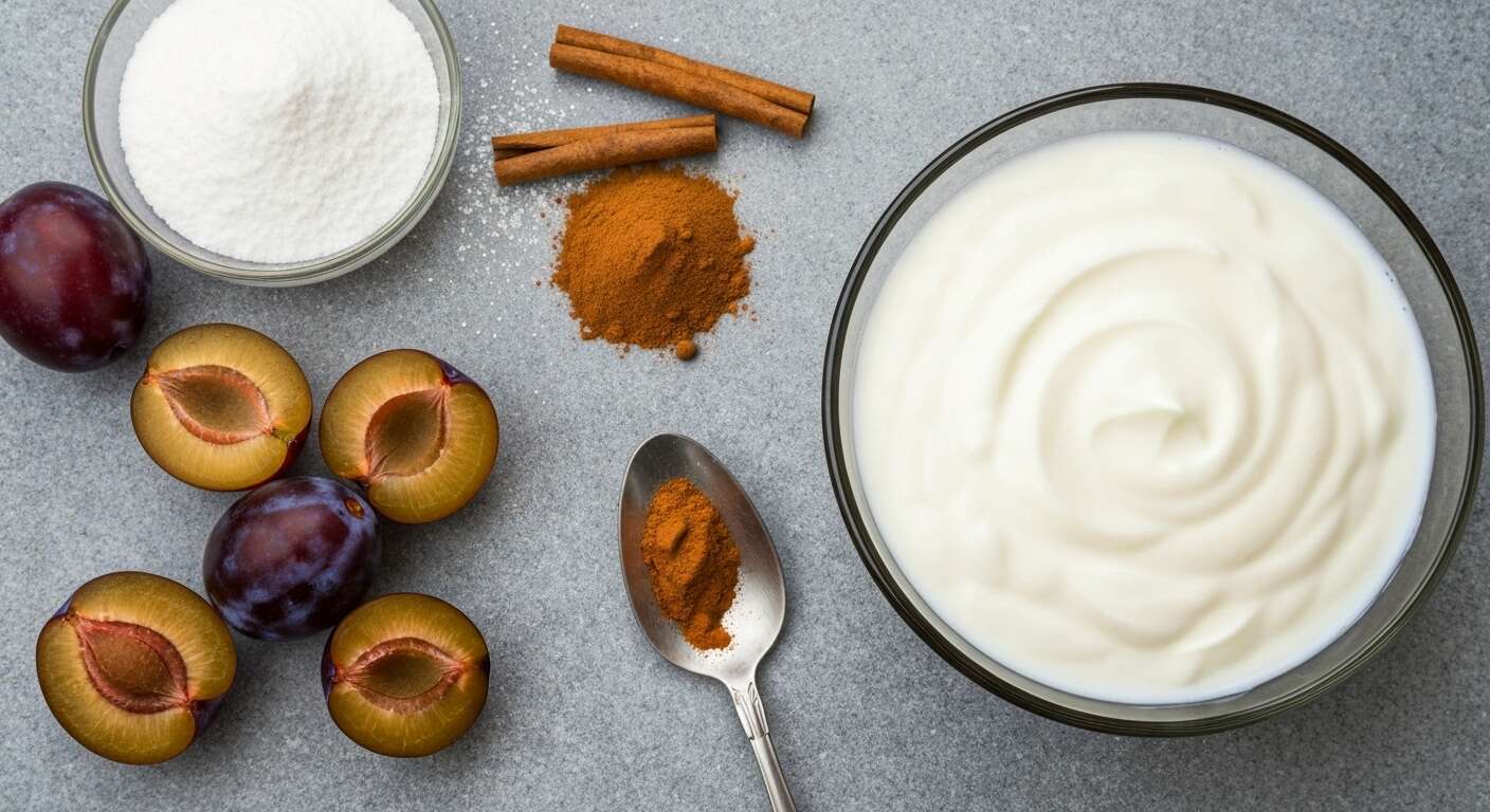 Recette de yaourts sur compote de quetsches à la cannelle