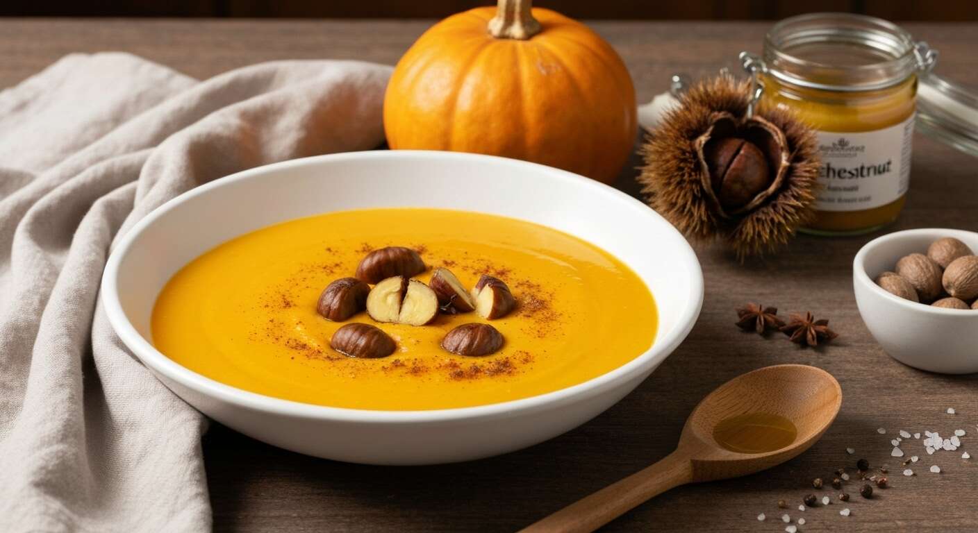Soupe de potimarron aux marrons et muscade : recette gourmande d'automne