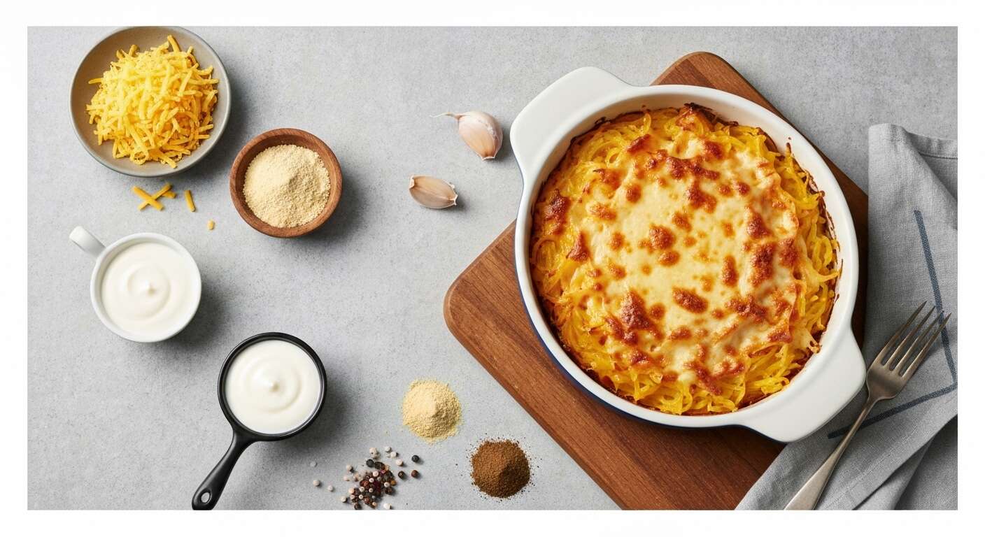 Gratin de courge spaghetti au cheddar : recette savoureuse