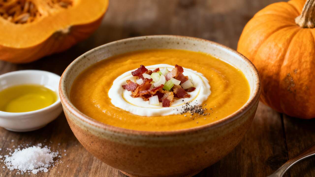 Soupe de potimarron au lard fumé : recette gourmande