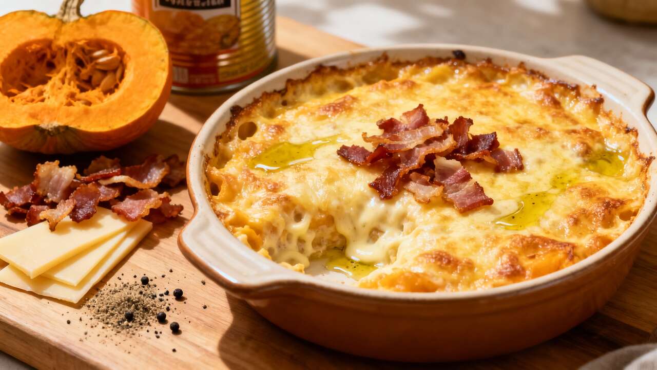 Gratin de potiron aux lardons et fromage fondu : recette savoureuse