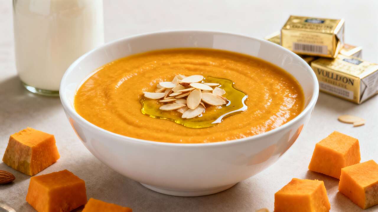 Velouté de potimarron aux amandes : recette gourmande et facile