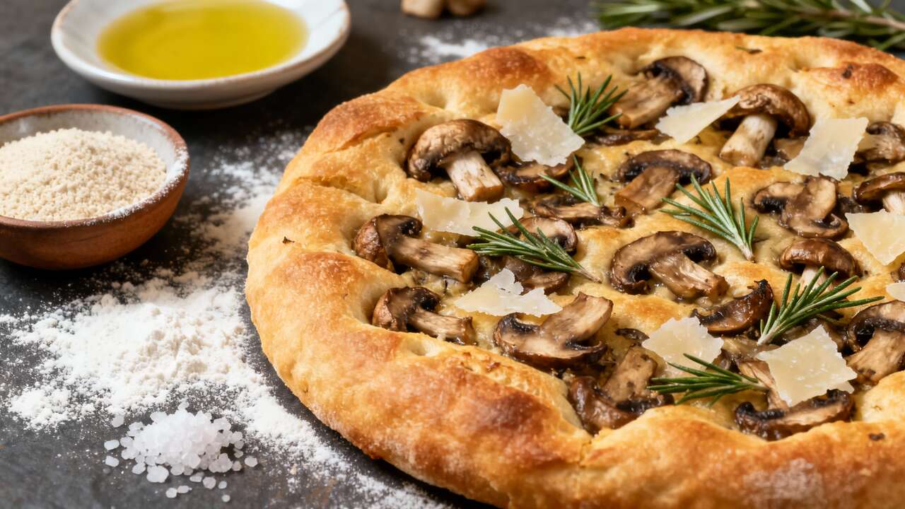 Tarte façon focaccia aux champignons des bois : recette gourmande