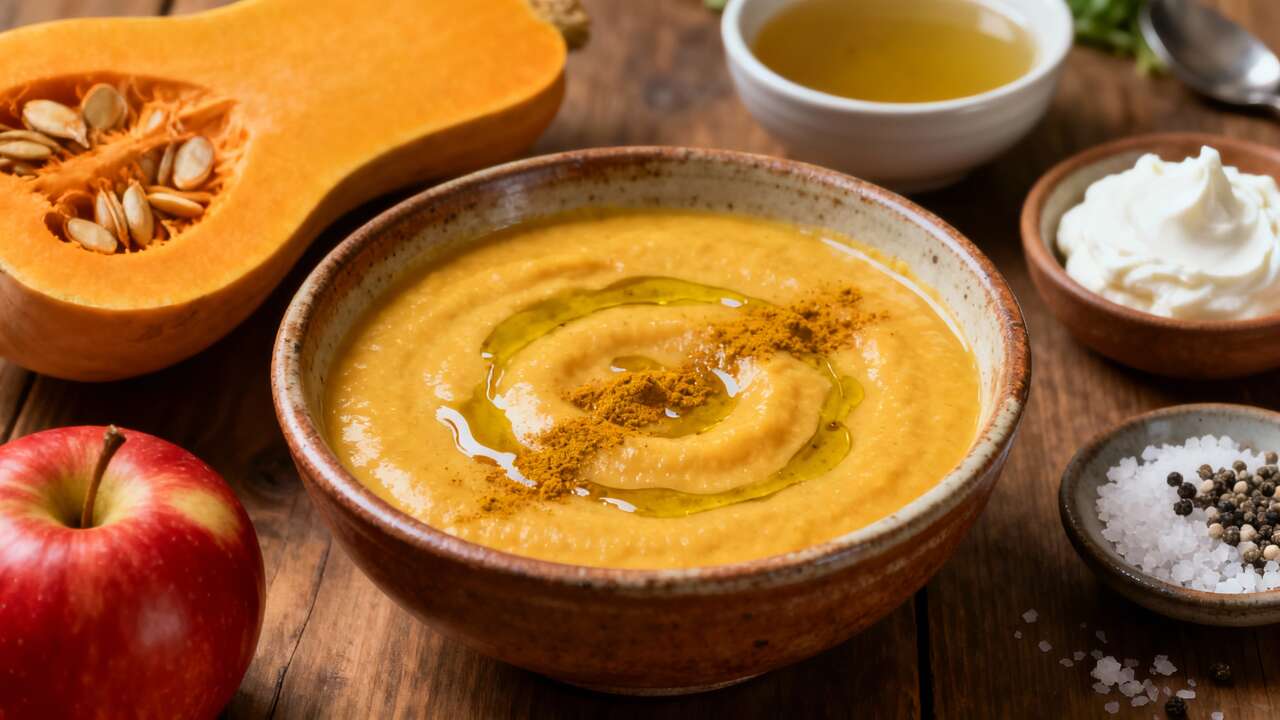 Velouté onctueux de courge butternut et pomme : recette facile