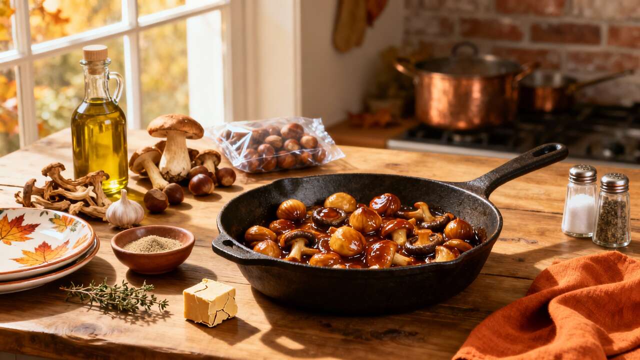 Poêlée de châtaignes et champignons : une recette automnale savoureuse
